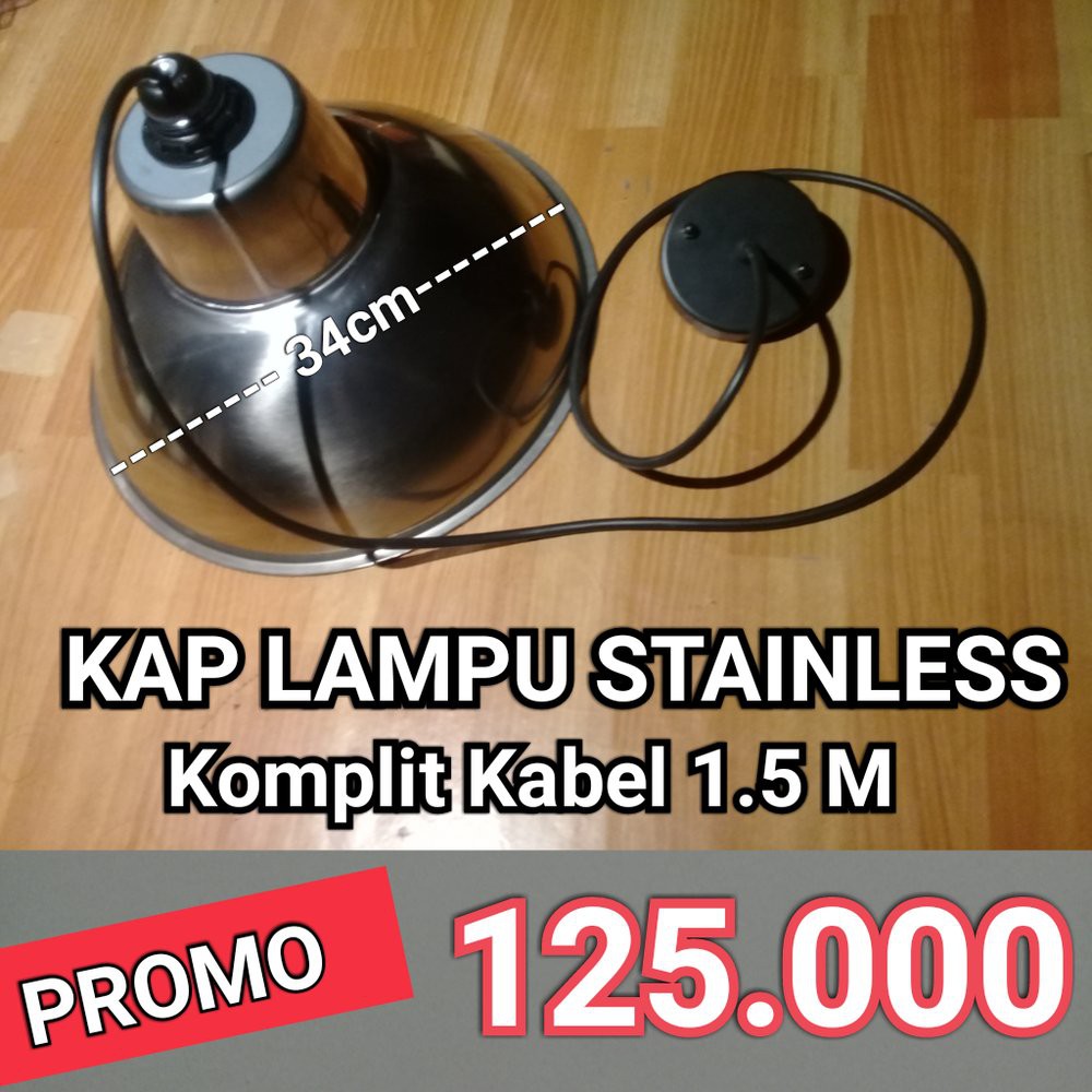 Unik Lampu Cafe Gantung Stainless 30cm Limited