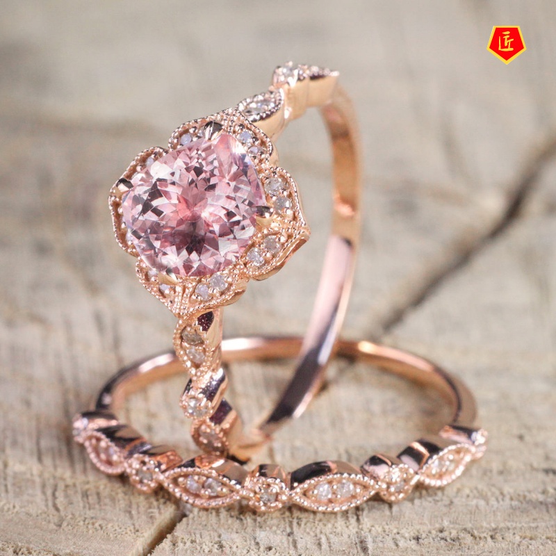 [Ready Stock]Square Moissanite 18K Rose Gold Ring Elegant Fashion