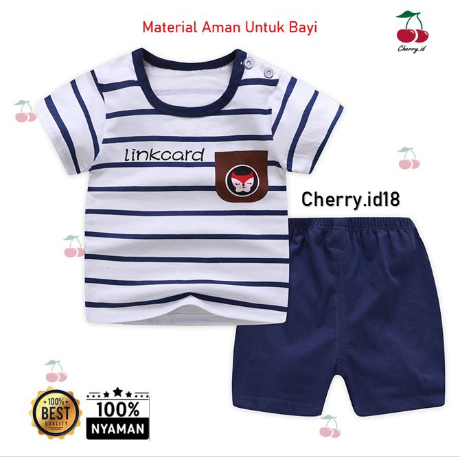 Cherry COD Setelan Pakaian Bayi / Setelan Pakaian Anak Lengan Pendek / Setelan Baju Bayi SLP31