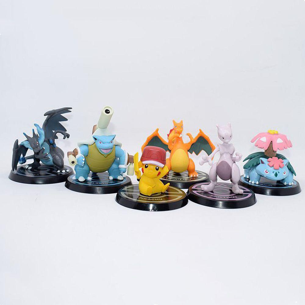 NEEDWAY Figure Pokemon 6Pcs /Set Squirtle Charizard Venusaur Charizard X Model Mainan