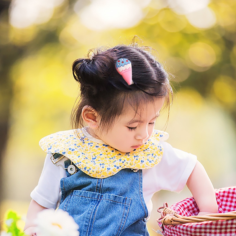 10pcs Jepit Rambut Bentuk Kartun Es Krim Untuk Anak Perempuan