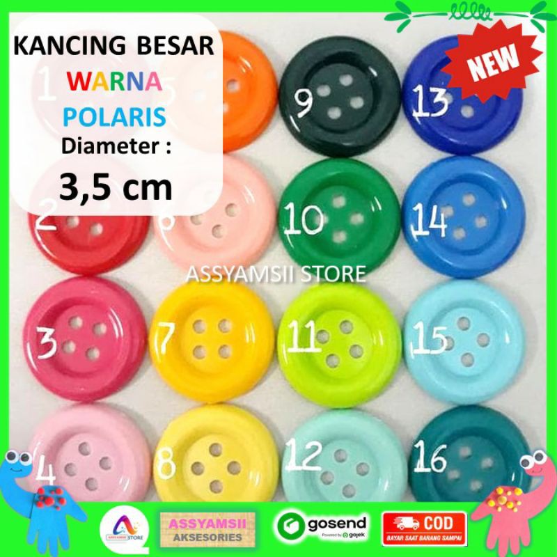 Kancing IJF Besar Jumbo 3,5 cm baju konektor masker Mainan Edukasi Anak Montessori Meronce Scrapbook