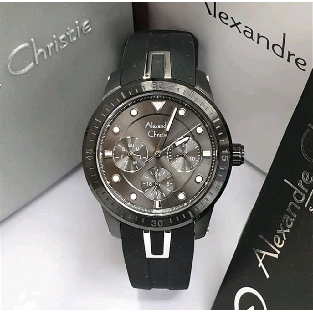 Jam Tangan Wanita Alexandre Christie AC 2772 BF Full Black Rubber