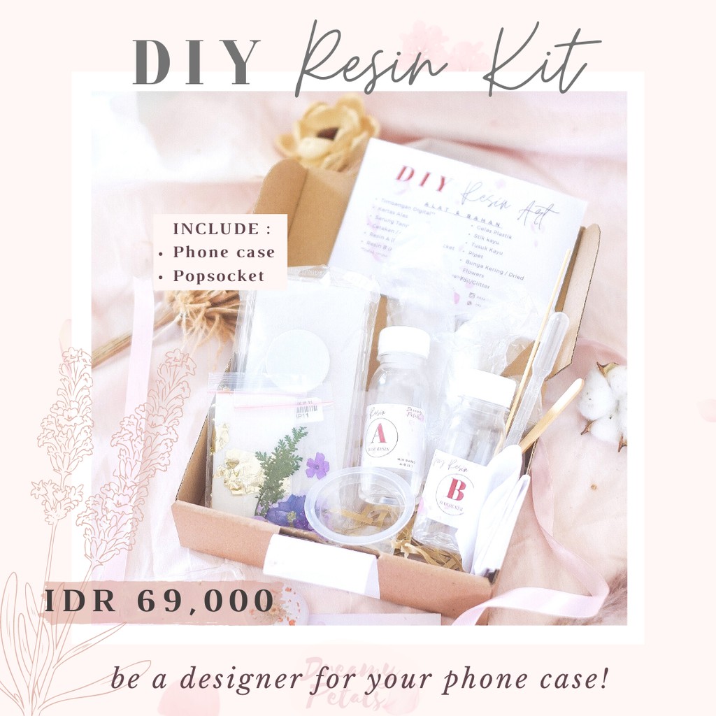 C67km Po Diy Resin Kit Phone Case Casing Dried Flower Hampers Lebaran Eid Mubarak Hamper Raya Parsel Shopee Indonesia