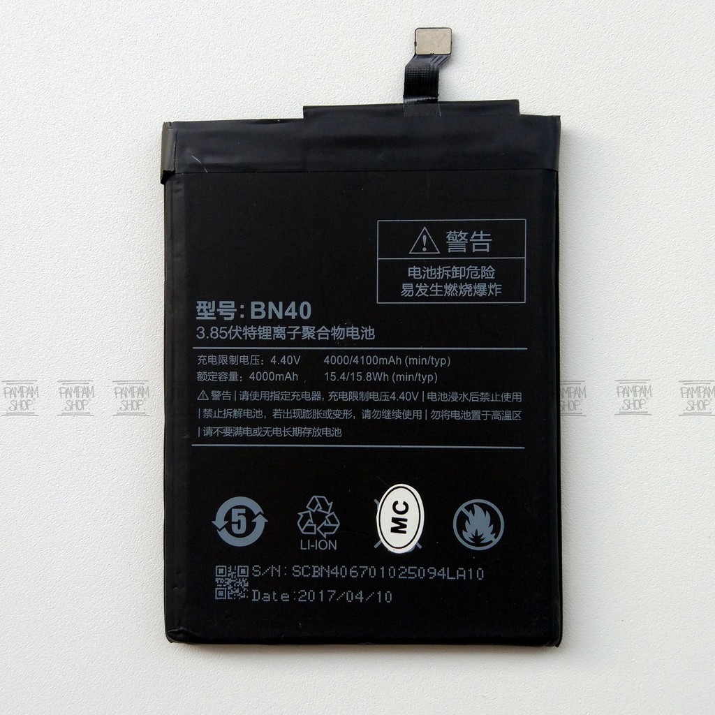 Baterai XiaoMi BN40 Redmi 4 Pro Prime Original OEM Batre Batrai Battery HP BN 40 Xiao Mi