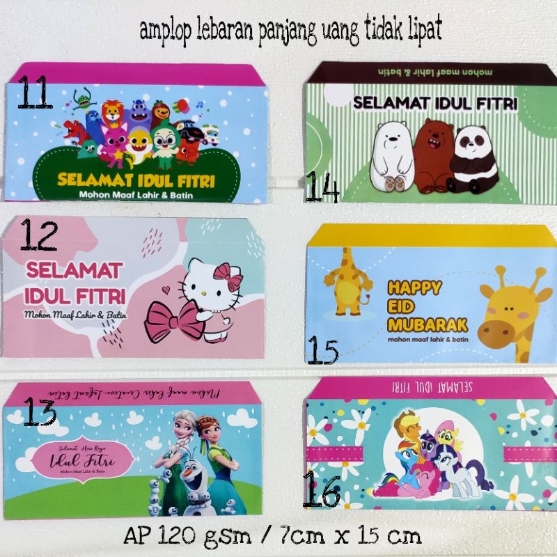 

amplop lebaran panjang uang tidak lipat seri cartoon