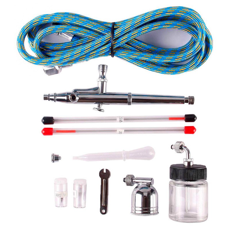 [Bayar Di Tempat]Dual Action Airbrush Set 0.2mm/0.3mm/0.5mm Needle Air Brush Spray Gun Paint Art