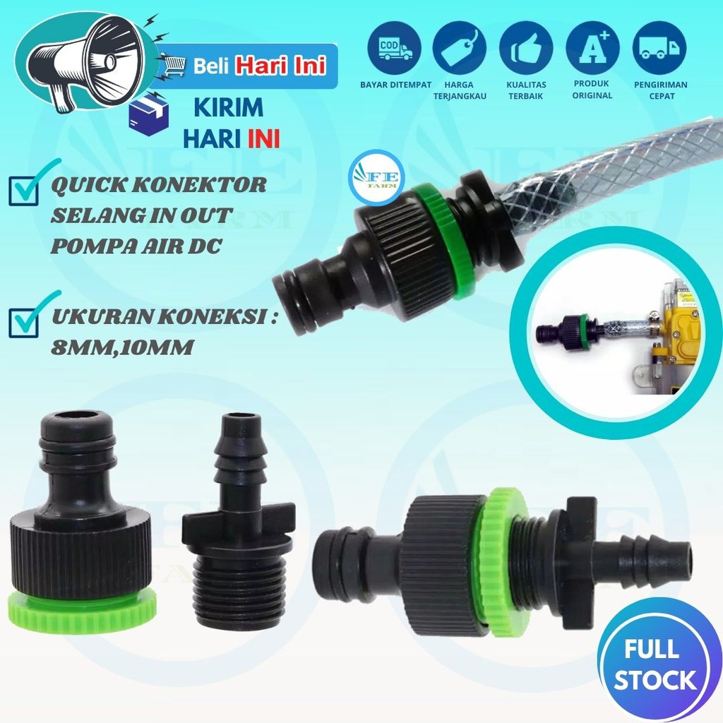 ADAPTER KRAN KONEKTOR QUICK IRIGASIUNTUK SELANG 3/8 8/11 10MM 8MM