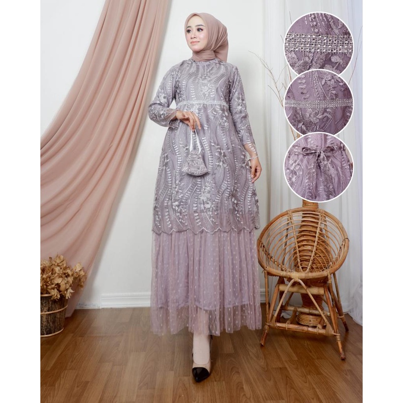 Kadai.baju / Gamis brukat tutu payet / Gamis wisuda modern / Gamis pesta wanita Size M L XL XXL