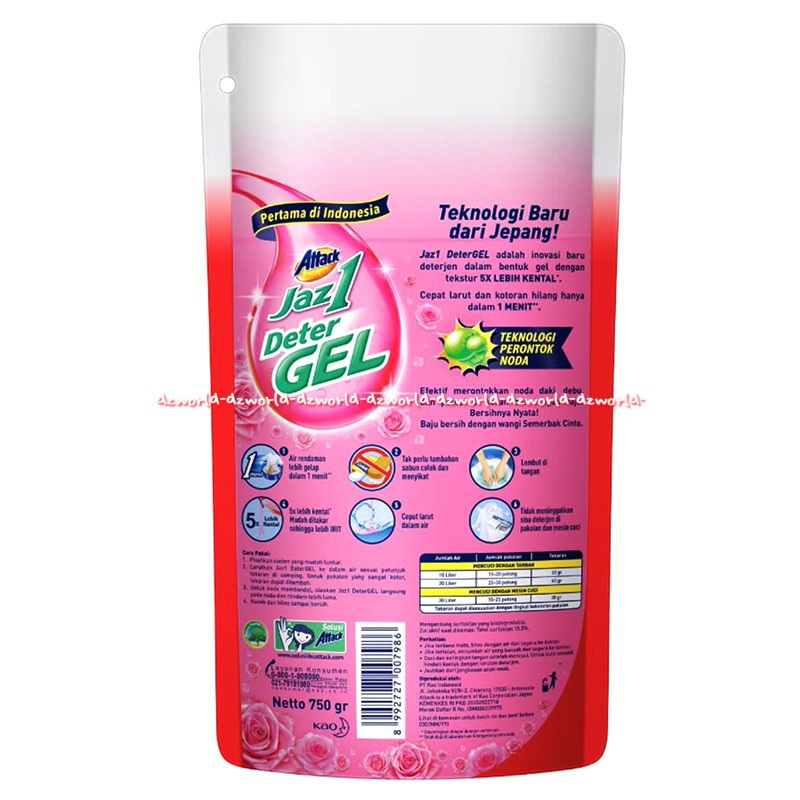 Attack Jaz 1 Deter Gel 5x Lebih Kental Sabun Cuci Cair Gel 750ml Pesona Segar Semerbak Cinta Atack Jaz1