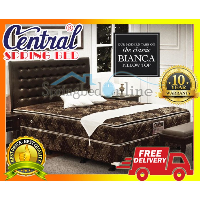 Central Kasur Springbed Deluxe Single Pillow Top HB BIANCA