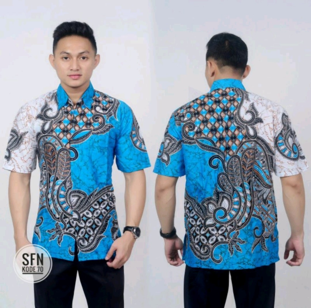 Bswart Batik Hrb026 Kenongo Hem Pendek Padi Pekalongan M L Xl Batik Pria Murah Modern Grosir