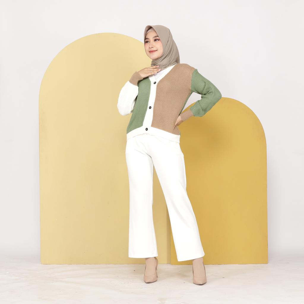 CARDIGAN 3TONE - cardigan wanita / cardigan rajut / cardigan combi / cardigan tone / pastel cardi