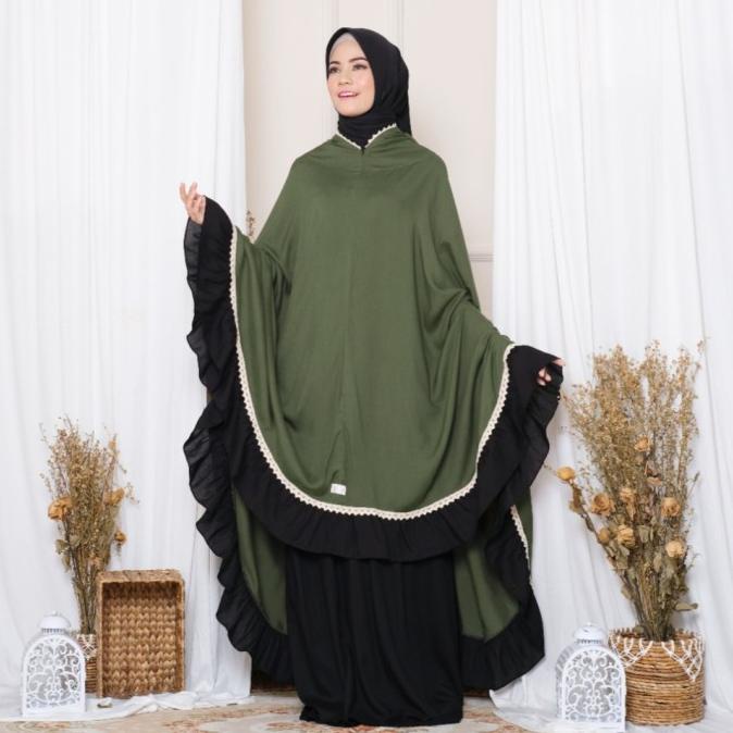 Mukena Zianisa 2in1 Najwa Black Army Allsize
