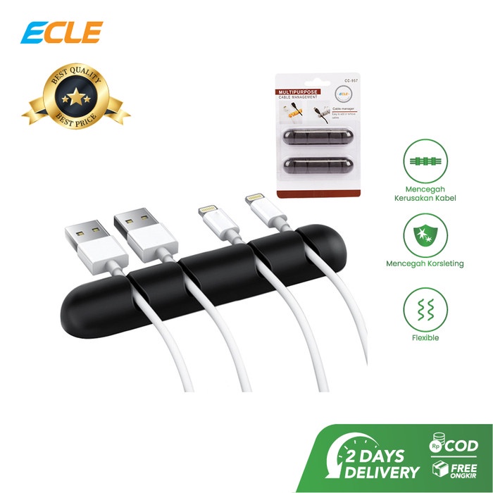 

PEREKAT-PENGIKAT- ECLE KABEL ORGANIZER SILIKON ALL TYPE CABLE MANAGE CLIP BLACK 4 SLOTS -PENGIKAT-