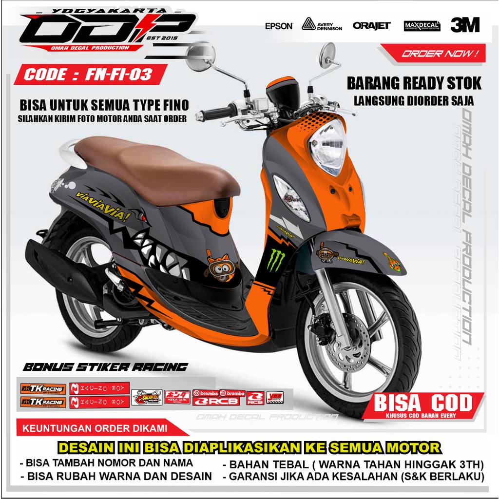 DECAL STICKER YAMAHA FINO FULL BODY DECAL MOTOR MOTIF BONEKA LUCU DECAL KEREN DECAL KEKINIAN DECAL T