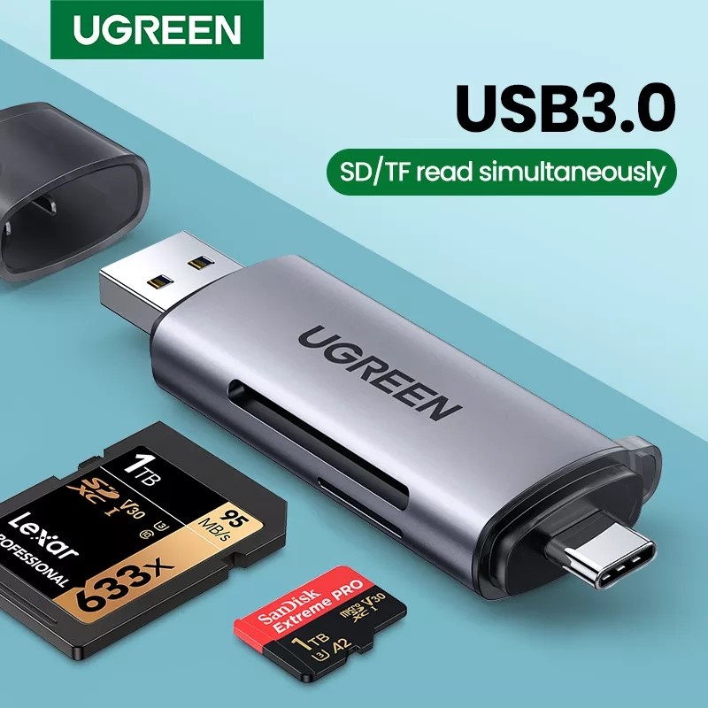 UGREEN Metal USB &amp; TYPE C Card Reader TF + Sd Card OTG USB C Laptop