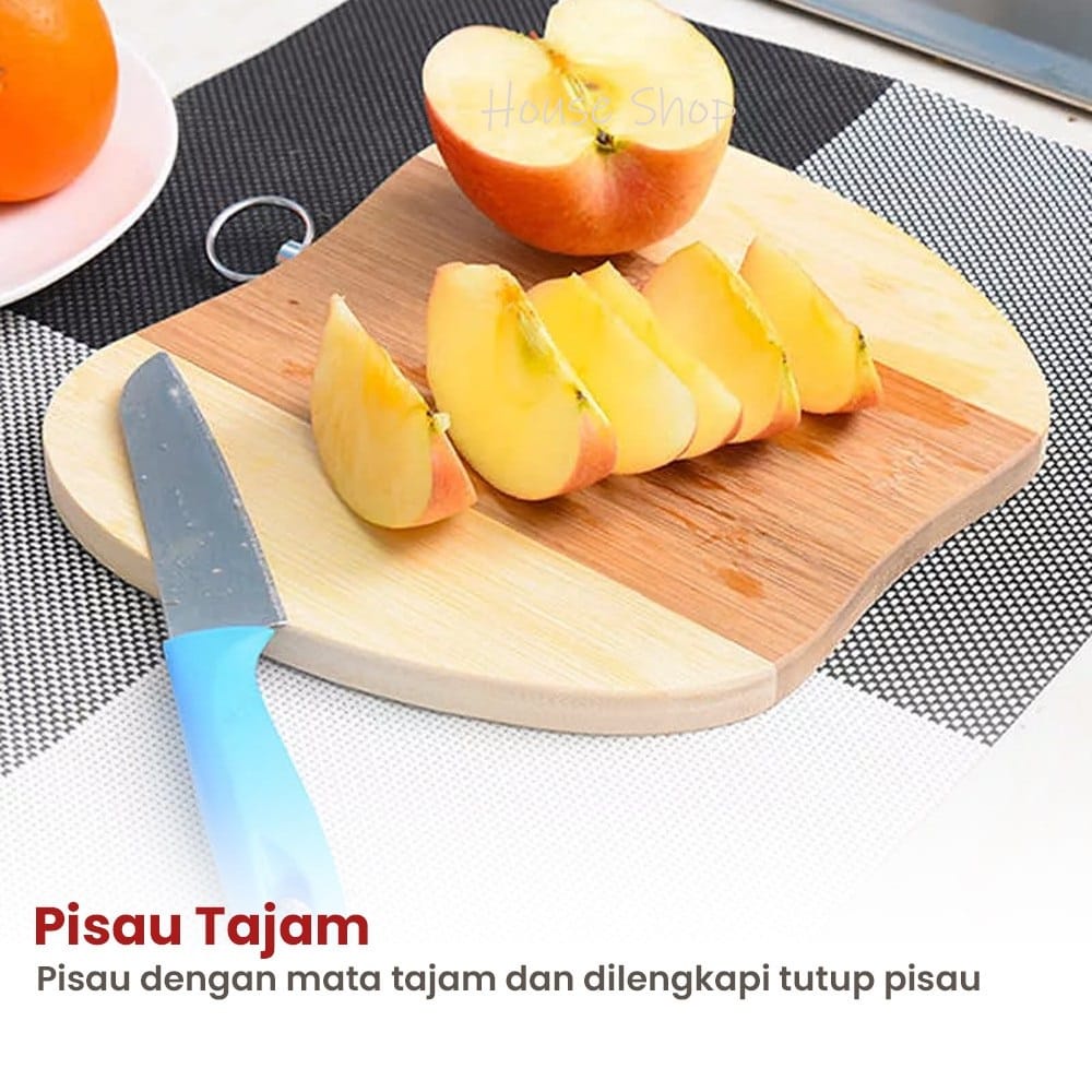 0HS-0085 Pisau Buah Pisau Dapur Pisau Cake Kecil Tajam Dengan Penutup Sarung Plastik Warna