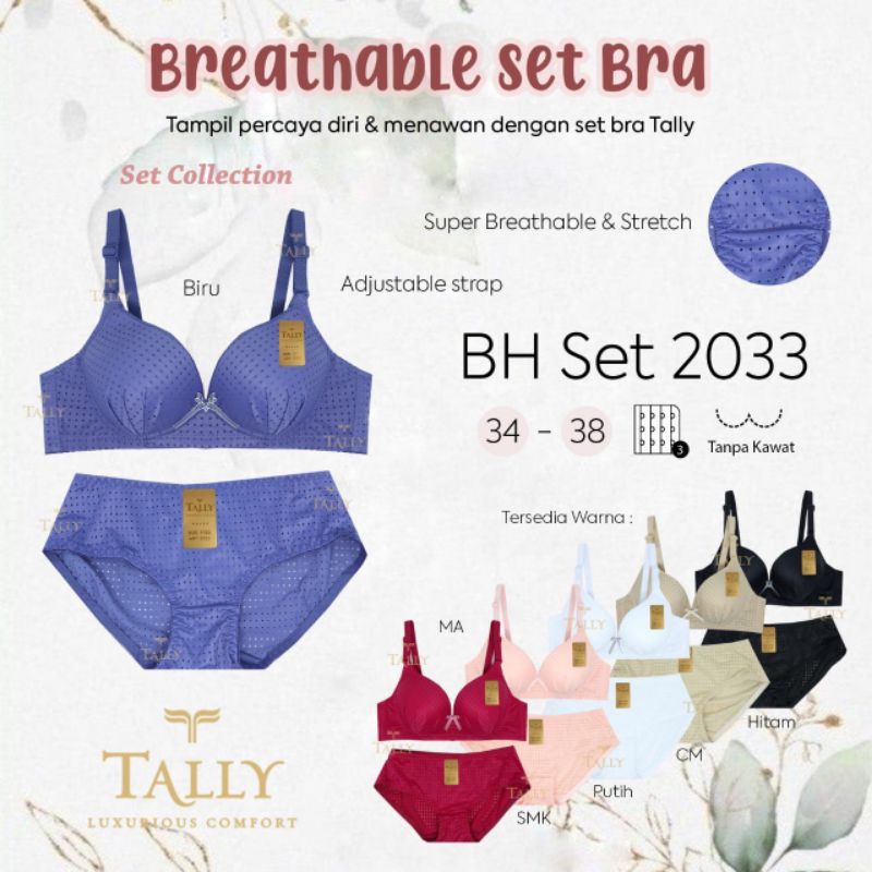 SET BRA TALLY 2033 BH TANPA KAWAT BUSA TIPIS - BUNGALILY