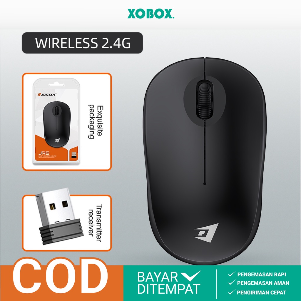 Mouse Wireless JR5 3D Ergonomi Design 2400DPI Quick Response - XOBOX