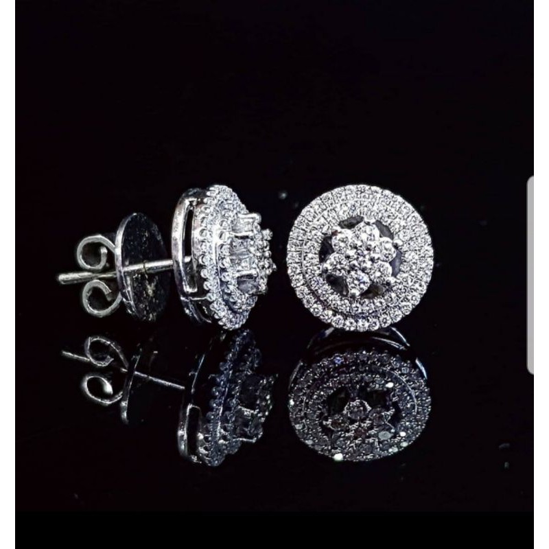anting giwang berlian asli 0.74 ct bhn emas putih kode 897