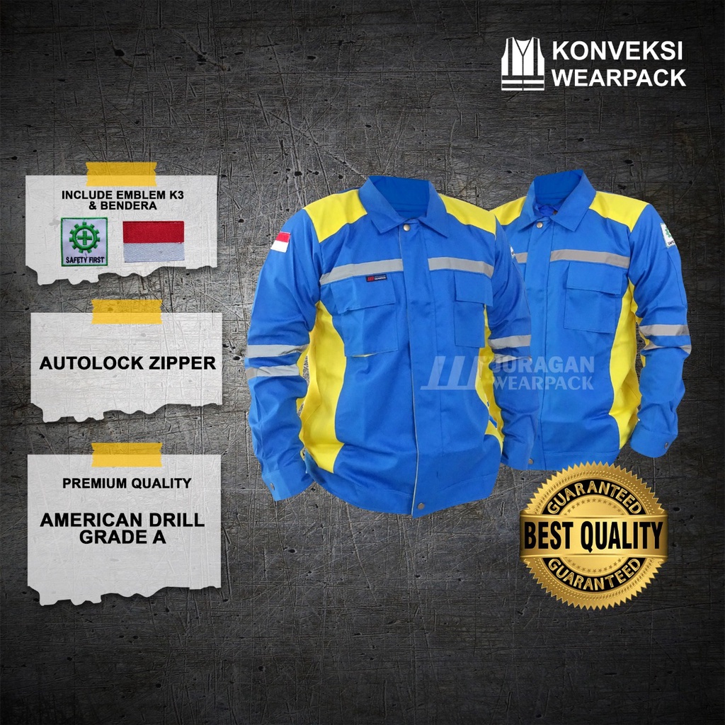 Wearpack Safety Atasan Model Ultimate Warna Biru Benhur Kombinasi Kuning