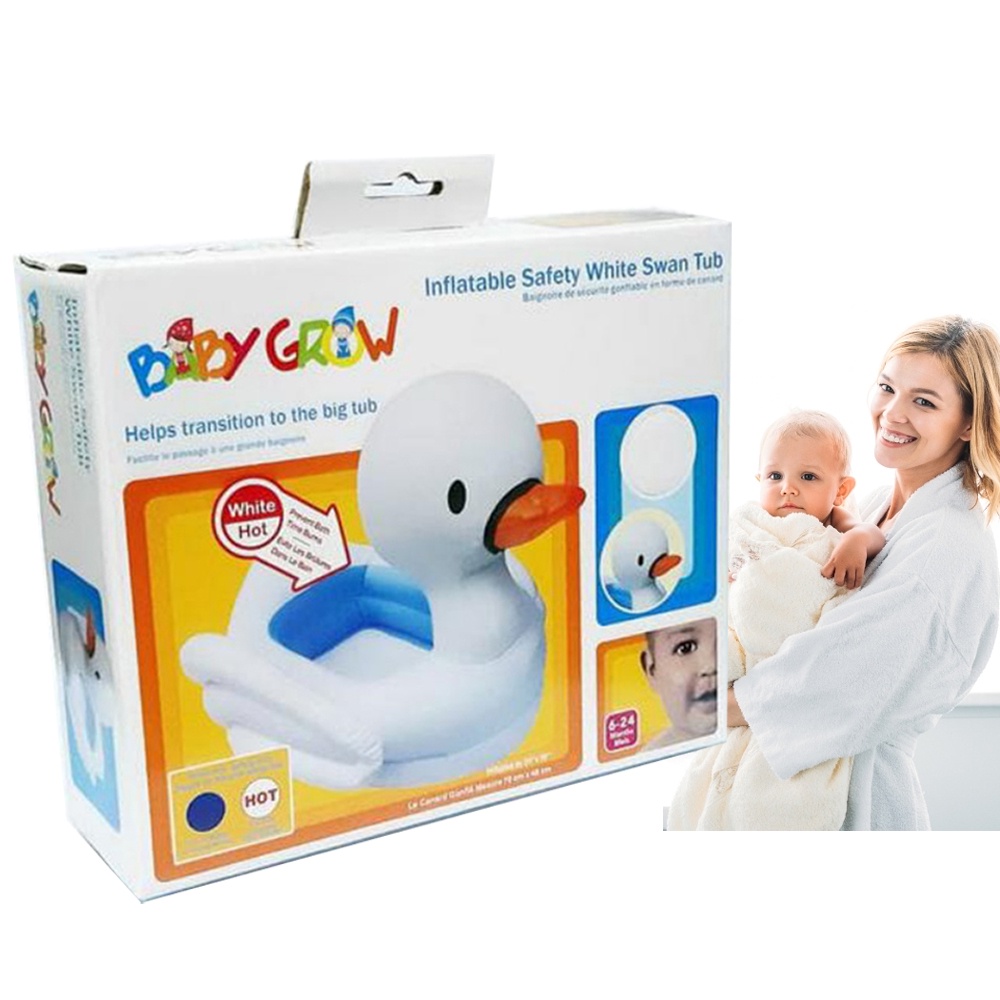 Baby Grow Inflatable Safety White Swan Tub Bebek Kolam Mandi Karet Anak Tempat Mandi Bayi Baru Lahir