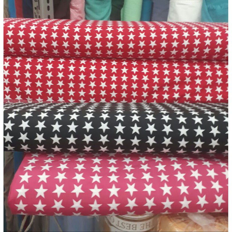 Bahan katun motuf bintang/Kain katun motif/Bahan katun