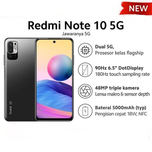 Xiaomi Redmi Note 10 5G [4GB+128GB] Dimensity 700 5G - 48MP Triple Camera - 6.5' IPS LCD - NFC - 5000mAh Garansi Resmi Xiaomi 15 Bulan