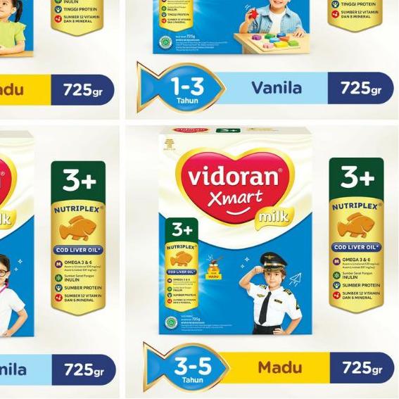 ▼ Vidoran Xmart Susu Formula 1+ 3+ 5+ vanila coklat 725gr / 950gr ❈