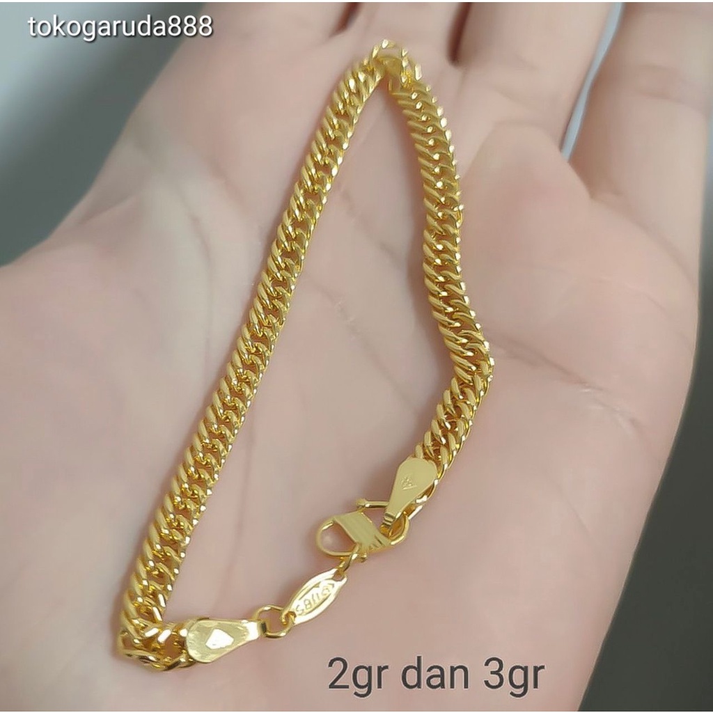 Rantai tangan ANAK emas asli kadar 700 70 16k rante gosok papan sisik naga holo lipan gelang pendek ringan 1 gram mas kuning tanpa permata