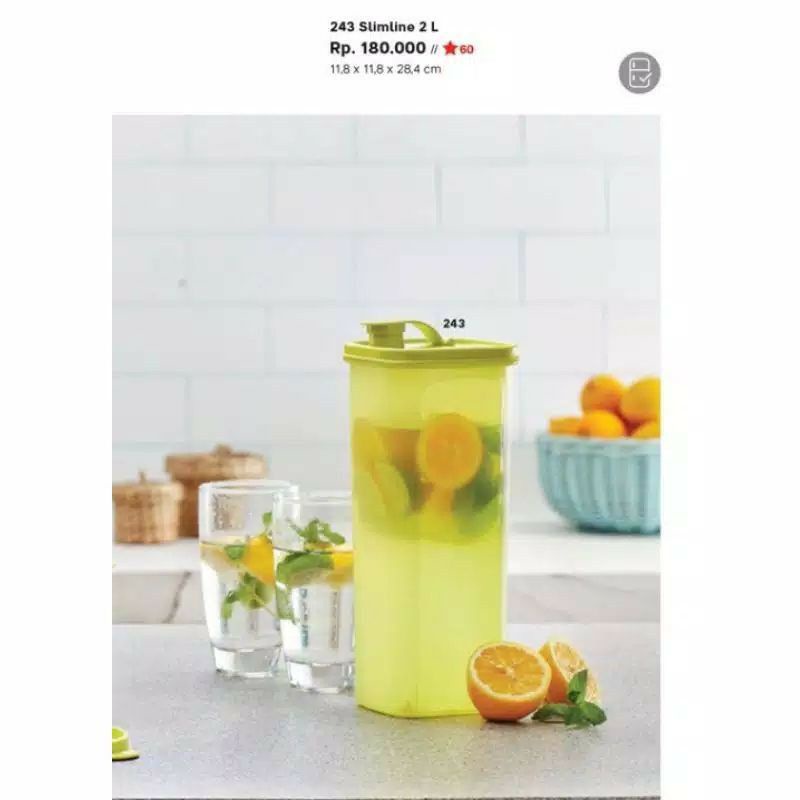 Slim Line Tupperware 2Liter