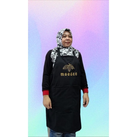 Apron Masak/Celemek Masak Polos Custom Logo Sablon dan Bordir