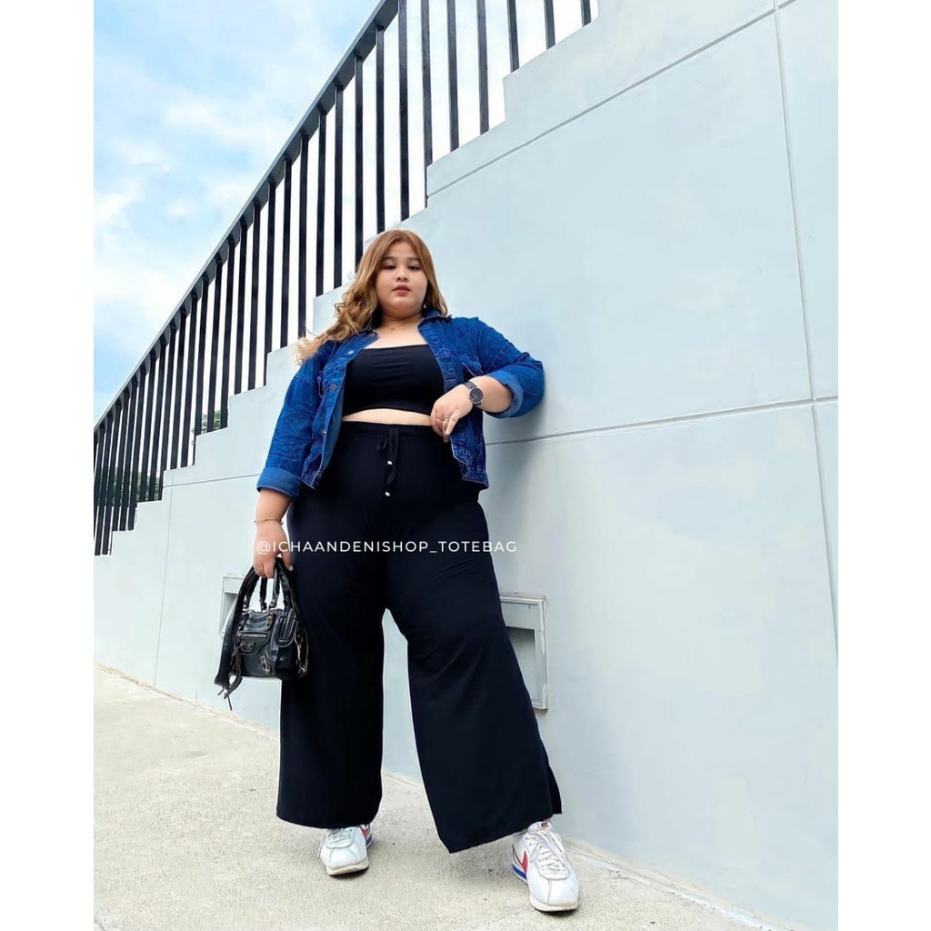 Jaket Jeans Oversize LD 110 - 150 // Jaket Jumbo Saku Wanita Sandwash Denim Premium-7