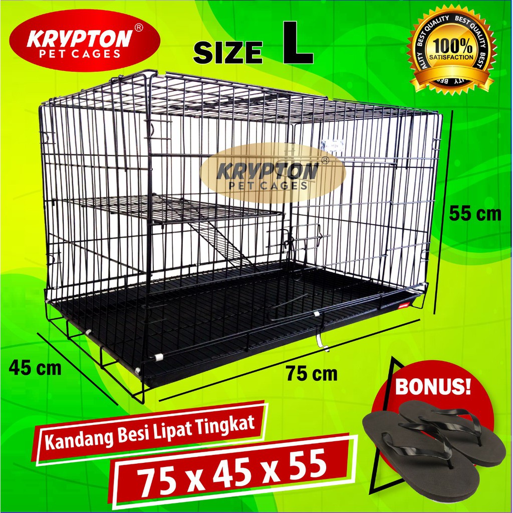 Kandang Kucing TINGKAT Lipat 75cm Kucing Anjing Kelinci Tupai Musang Jumbo Besar L