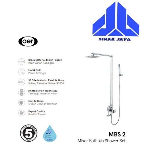 AER Mixer Bathub Shower Set Panas-Dingin, Kran Air , Kran MBS-2