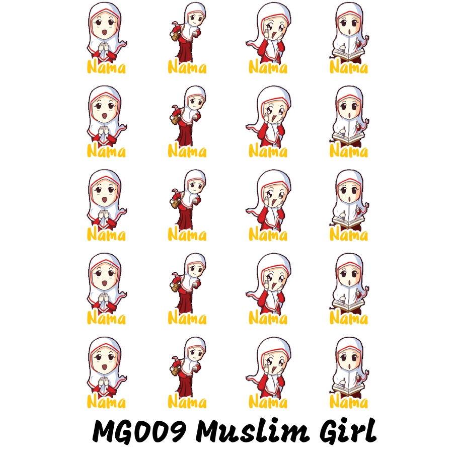 

Sticker Nama Cutting Label Waterproof Tahan Air Muslim Girl 09 (MG009)