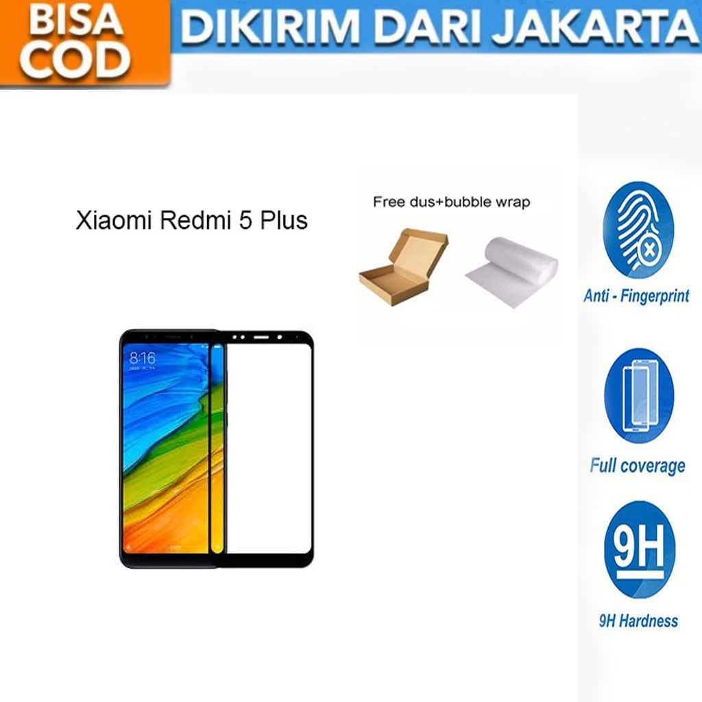 Xiaomi Redmi 5 Plus Full Cover/Full Screen Tempered Glass Screen Protector Anti Gores