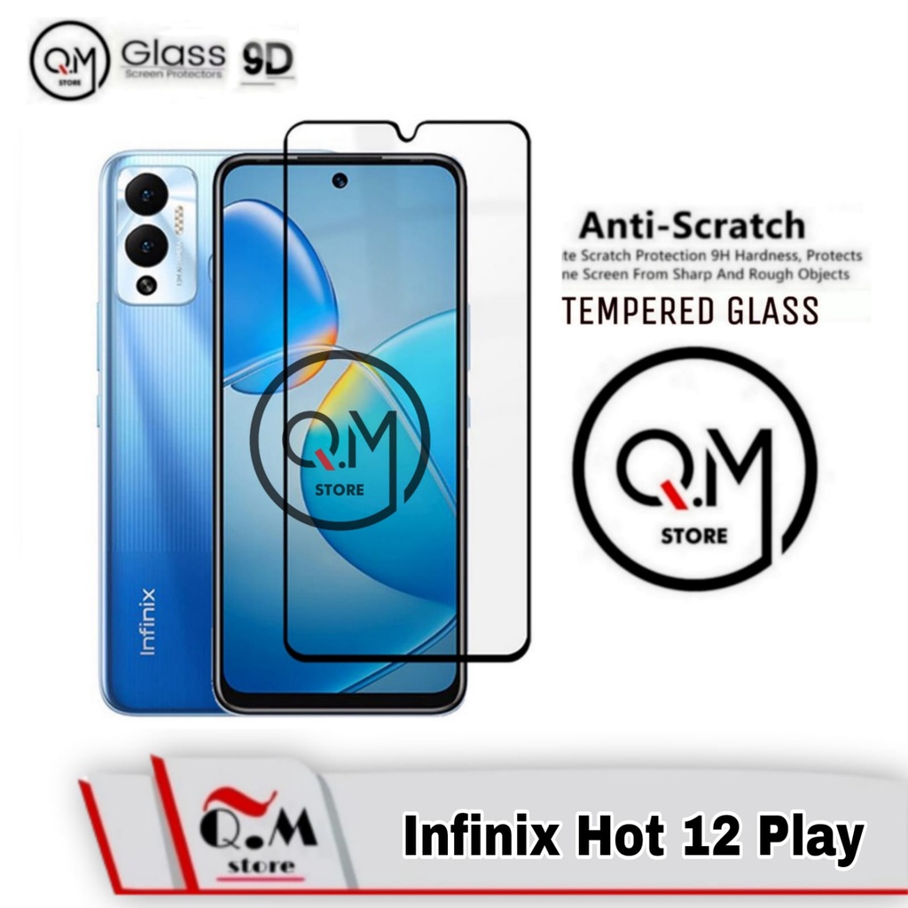 Tempered Glass Layar Full 9D INFINIX HOT 12 PLAY Anti Gores Pelindung Layar Screen Guard Full 9D Plus Garskin