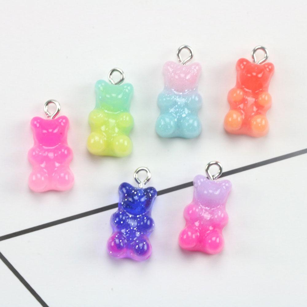 NEEDWAY Needway Temuan Perhiasan 10pcs Untuk Anting Kalung Membuat Resin 23*11mm Gummy Bear Pendant