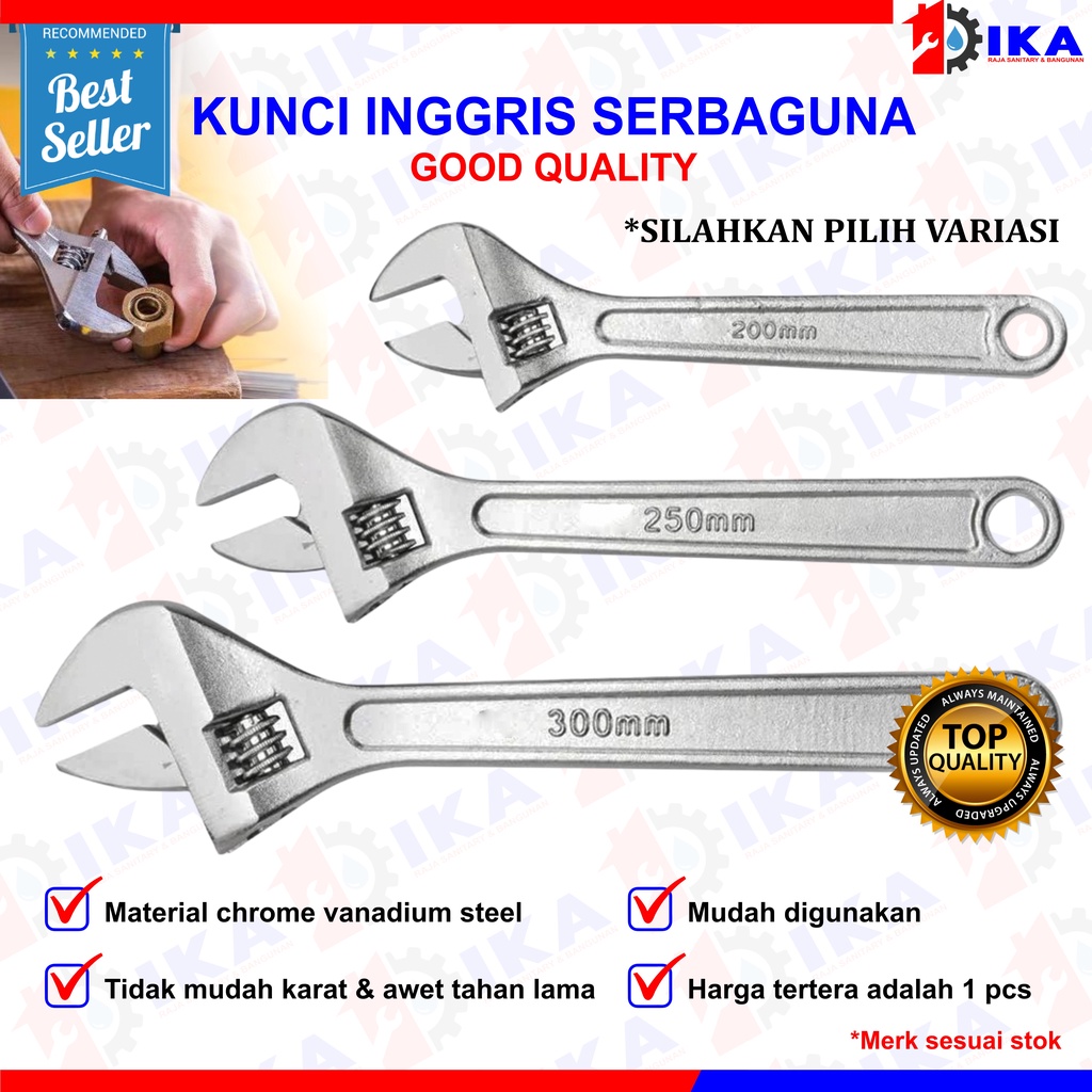 KUNCI INGGRIS Adjustable Wrench ukuran 8&quot; inch 10&quot; Inch 12&quot; Inch / KUNCI INGGRIS Adjustable Wrench ukuran 8&quot; inch 10&quot; Inch 12&quot; Inch