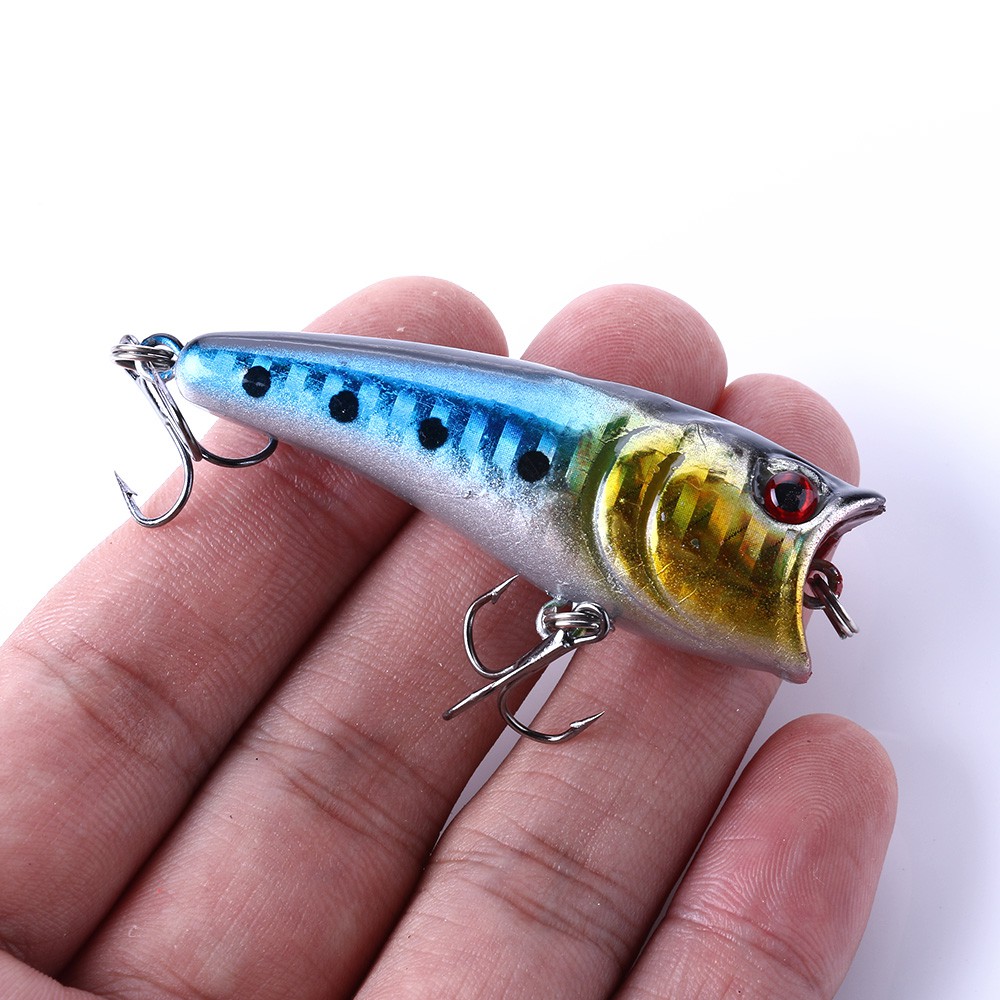 Hengjia 1pc Umpan Pancing Popper Wobbler 6.5cm 7g 8 # Dengan Kail Treble