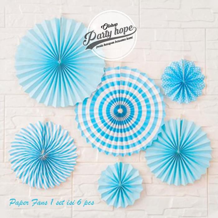

PROMO - paper fan / Paper Fans Dekorasi biru / Paper Fans bunga kipas set biru
