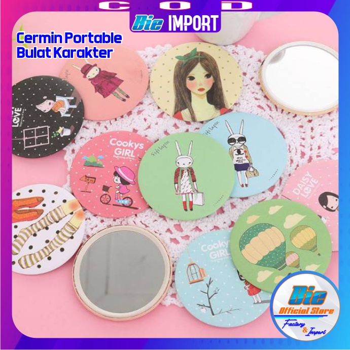 Cermin Portable Bulat Karakter Impor Best Seller