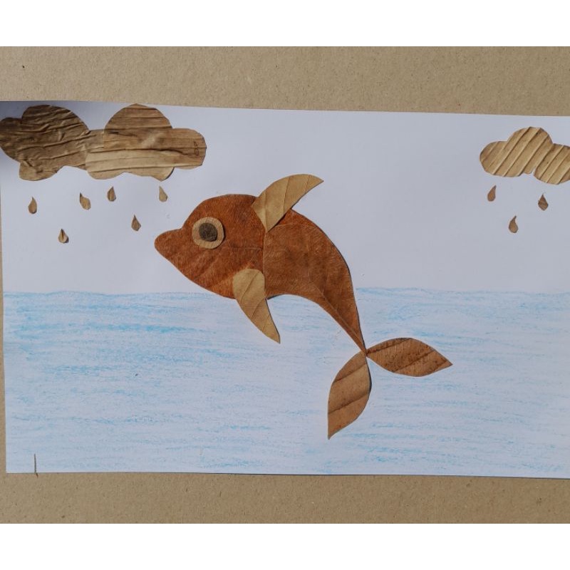 kolase daun kering kolase hewan mozaik hewan diy kolase