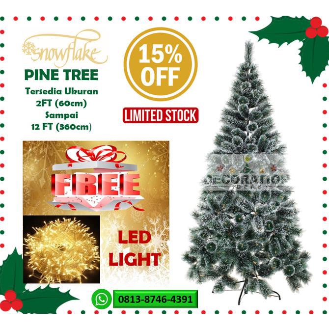 

SALE + BONUS ORNAMEN Pohon Natal Snow Flake Pine Tree 180 CM / 6FT