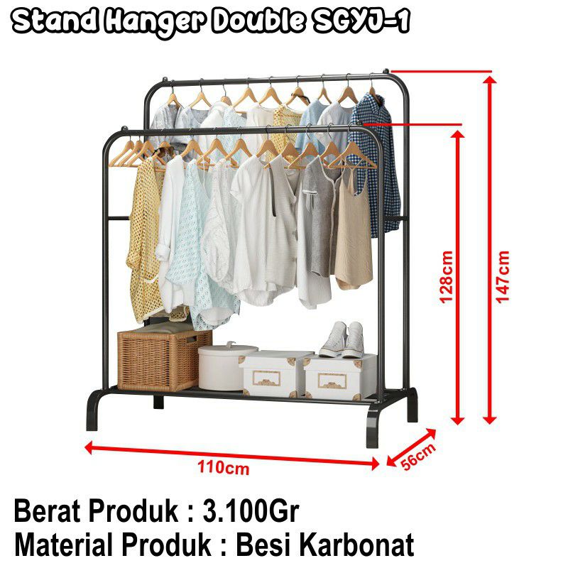 Gantungan Baju Rak Lemari Stand Hanger Tempat Pakaian Sepatu