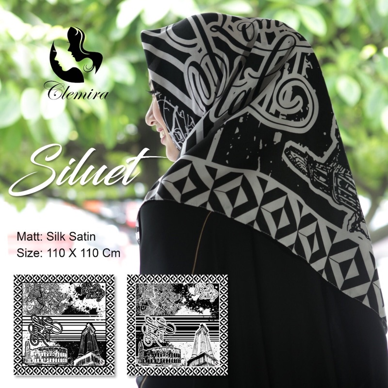 Hijab Segi Empat Motif Hitam Putih / JILBAB SEGIEMPAT SILK POLYCOTTON-7