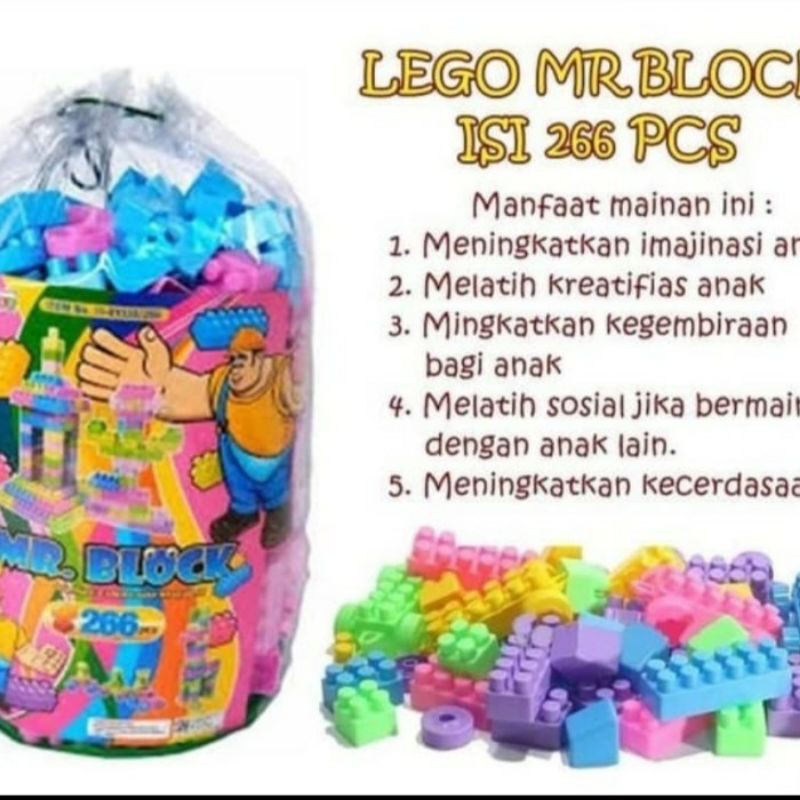 Mainan Mr Block 266pcs Ukuran Besar - Mainan Lego Block Susun Balok