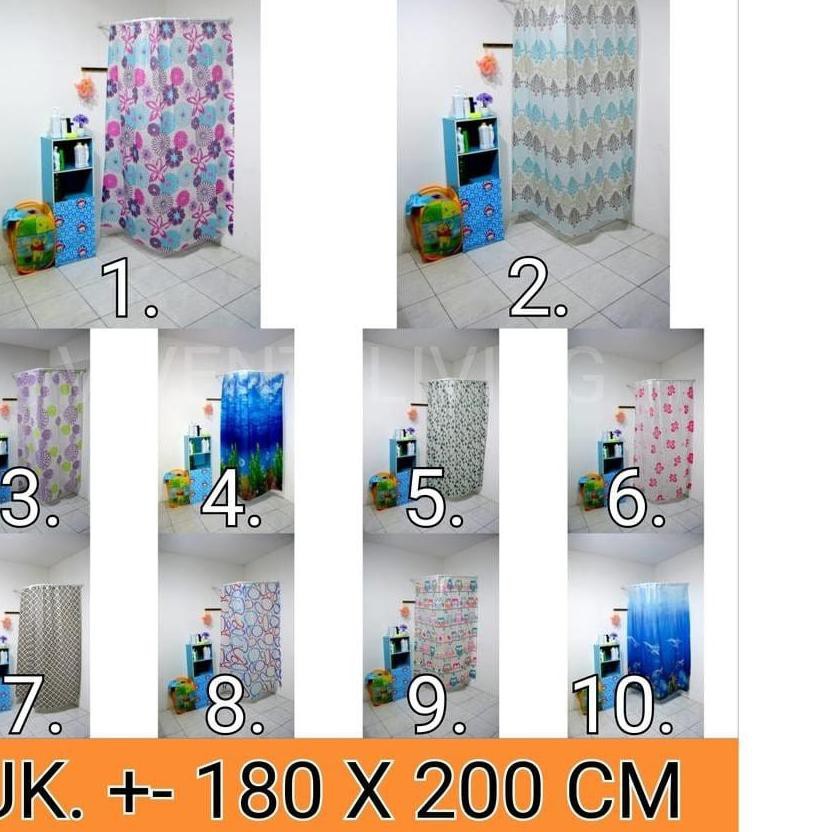 $HargaGrosir$ TIRAI KAMAR MANDI MERK LUCKY BIRD - SHOWER CURTAINS PEVA - GORDEN ANTI AIR MOTIF UNIK